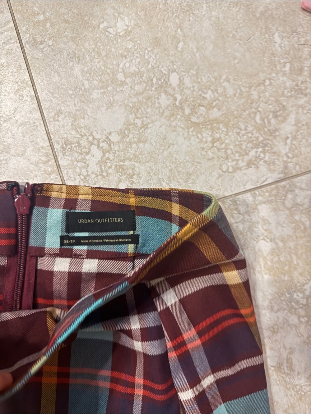 Urban Outfitters petite brown, teal, and beige plaid mini skirt in XS #plaid - Picture 2 of 4